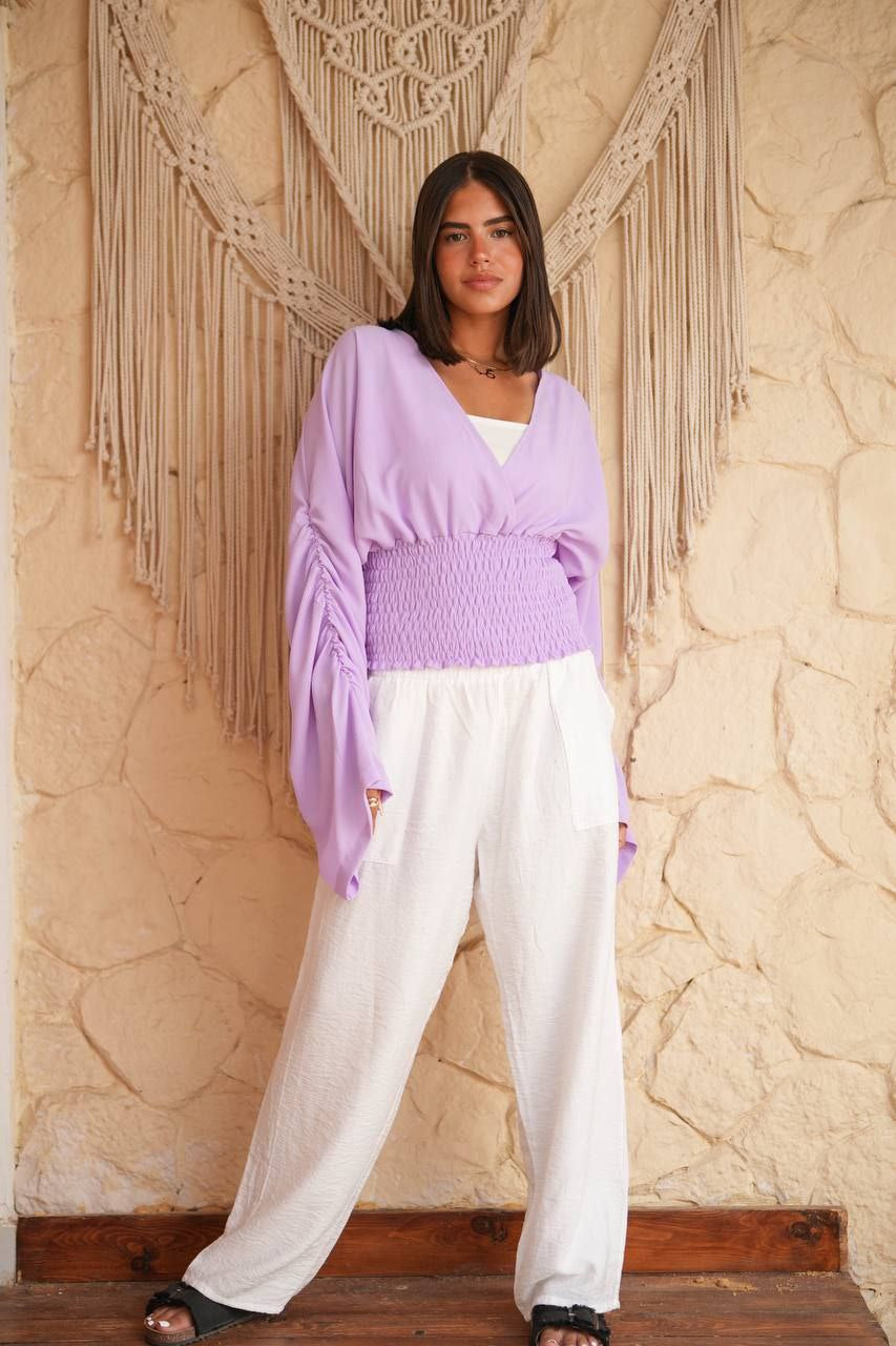 Smocked Wrap Blouse