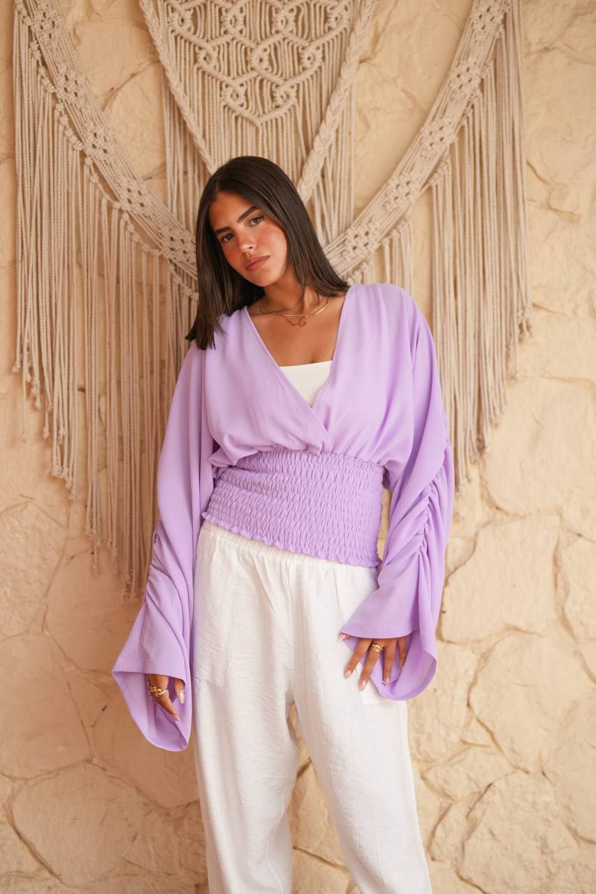 Smocked Wrap Blouse