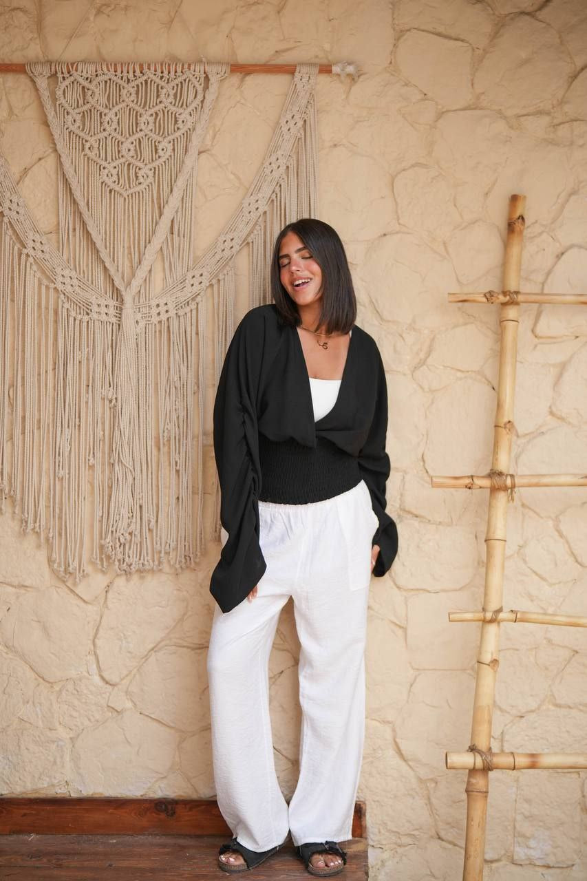 Smocked Wrap Blouse