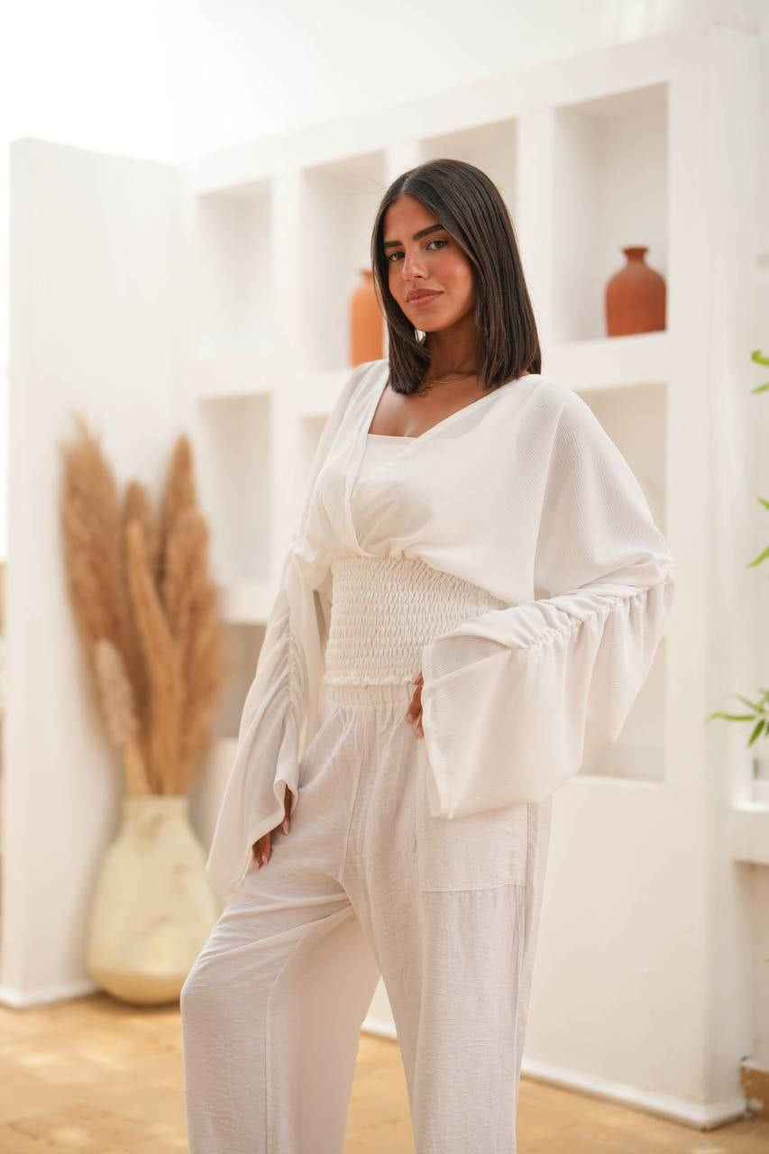 Smocked Wrap Blouse