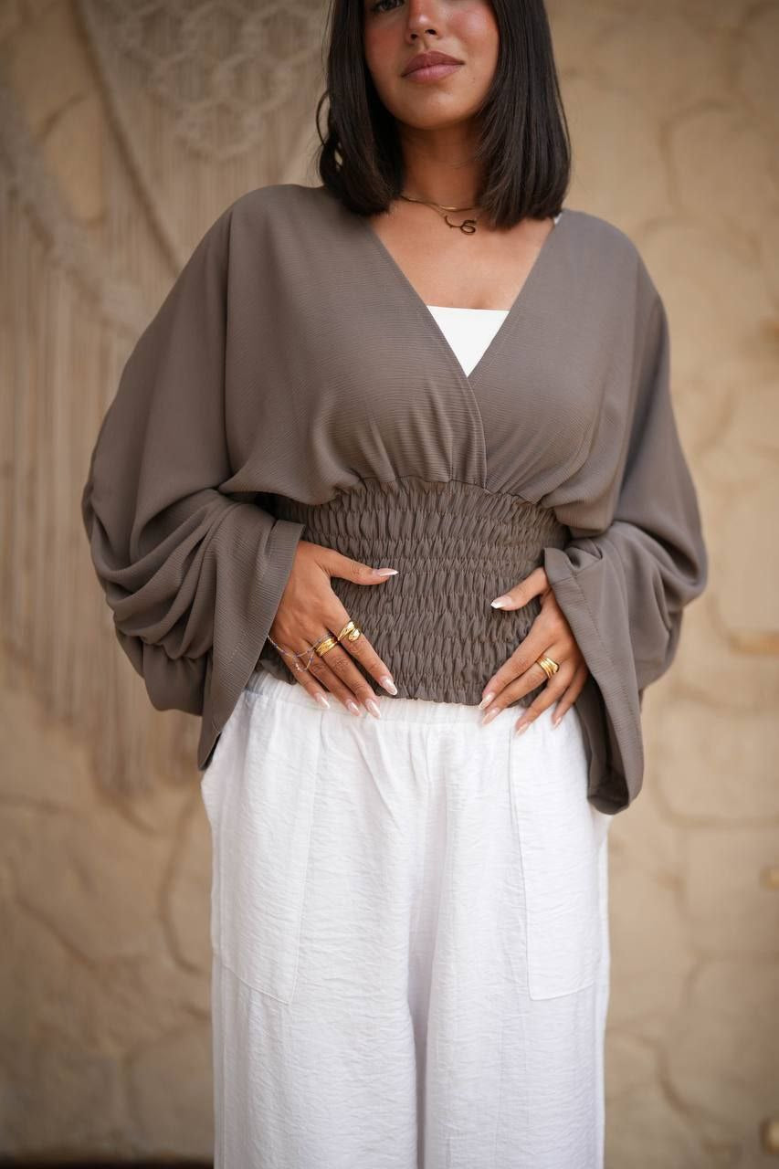 Smocked Wrap Blouse
