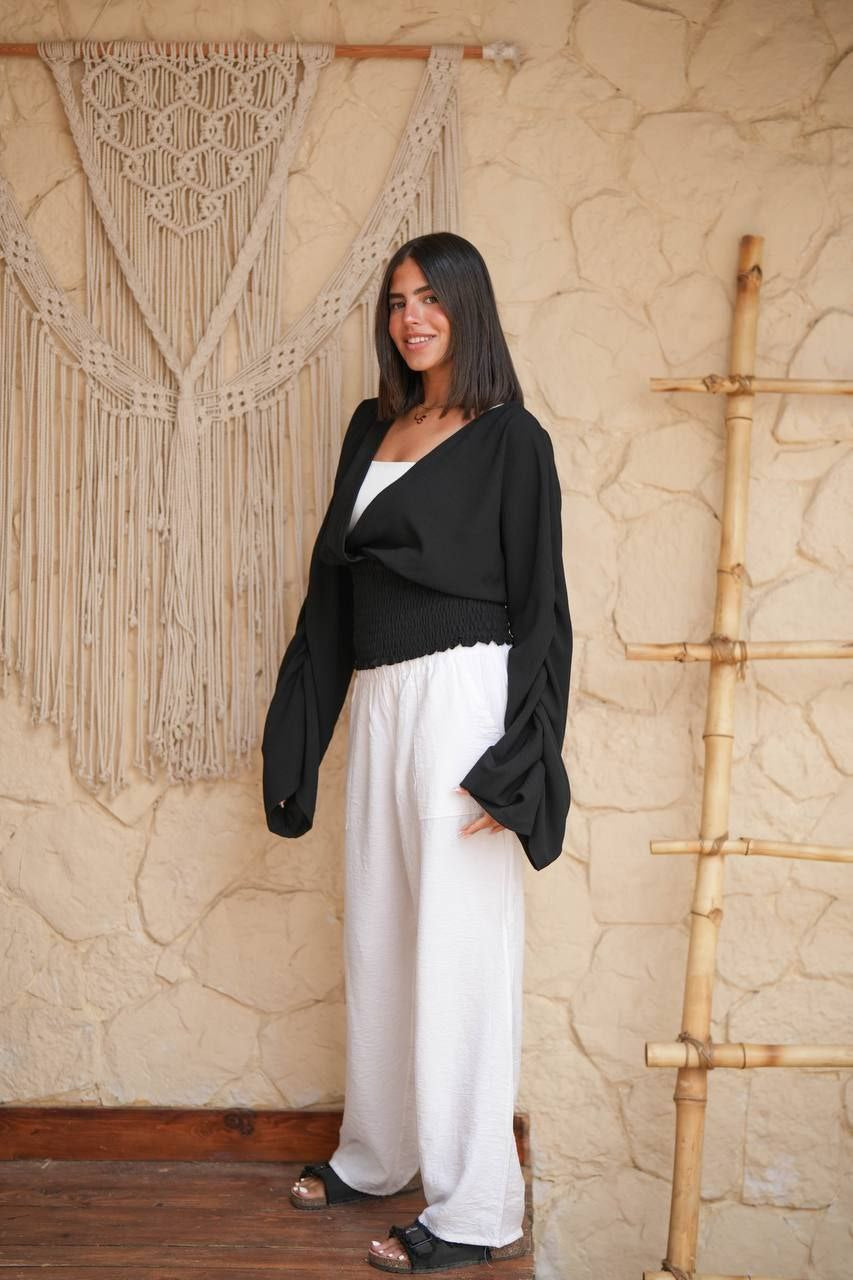 Smocked Wrap Blouse