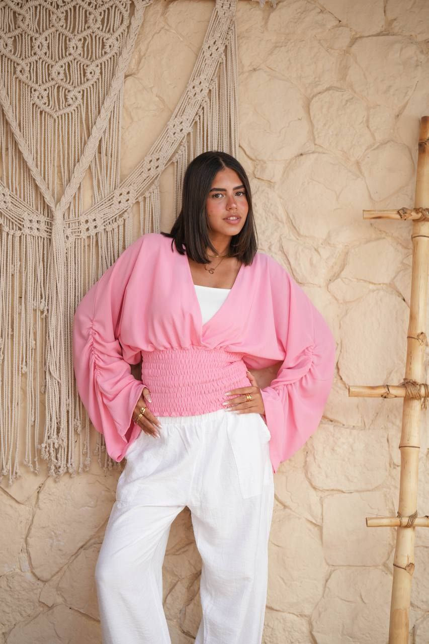 Smocked Wrap Blouse
