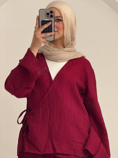 Tied wrap suit
